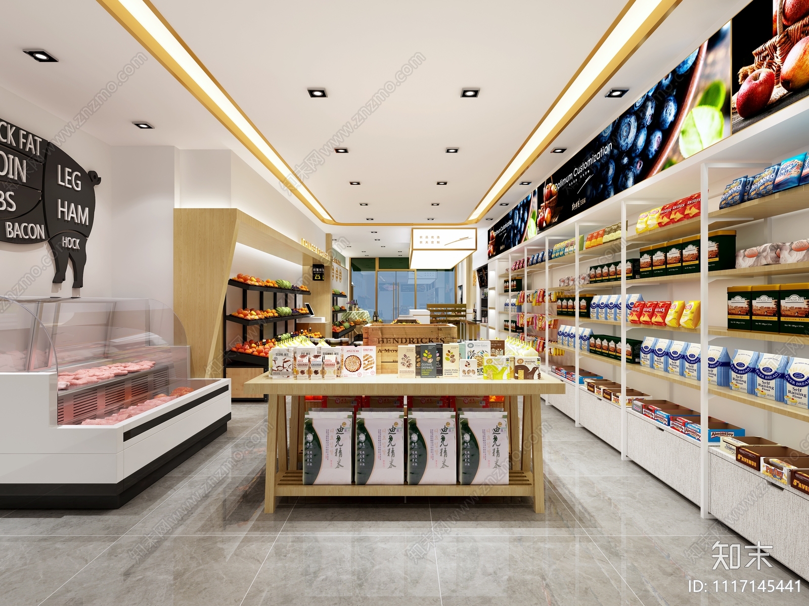 全套生鲜超市施工图效果图cad施工图下载【ID:1117145441】