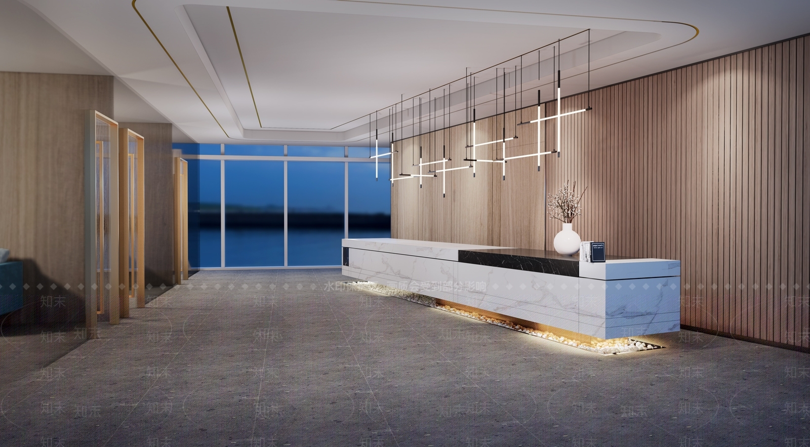 现代办公室前台设计SU模型下载【ID:1117012480】