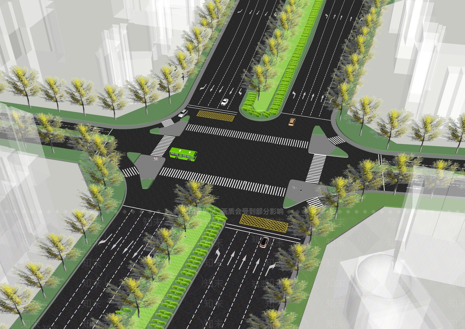 现代道路景观与规划SU模型下载【ID:1117023548】