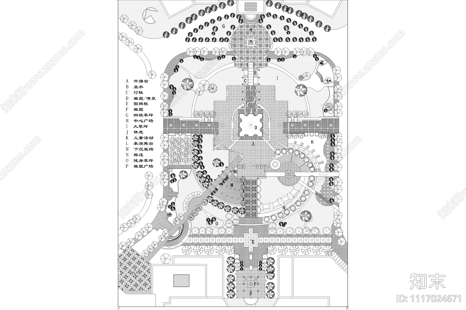 市中心区广场绿地规划设计图施工图施工图下载【ID:1117024671】