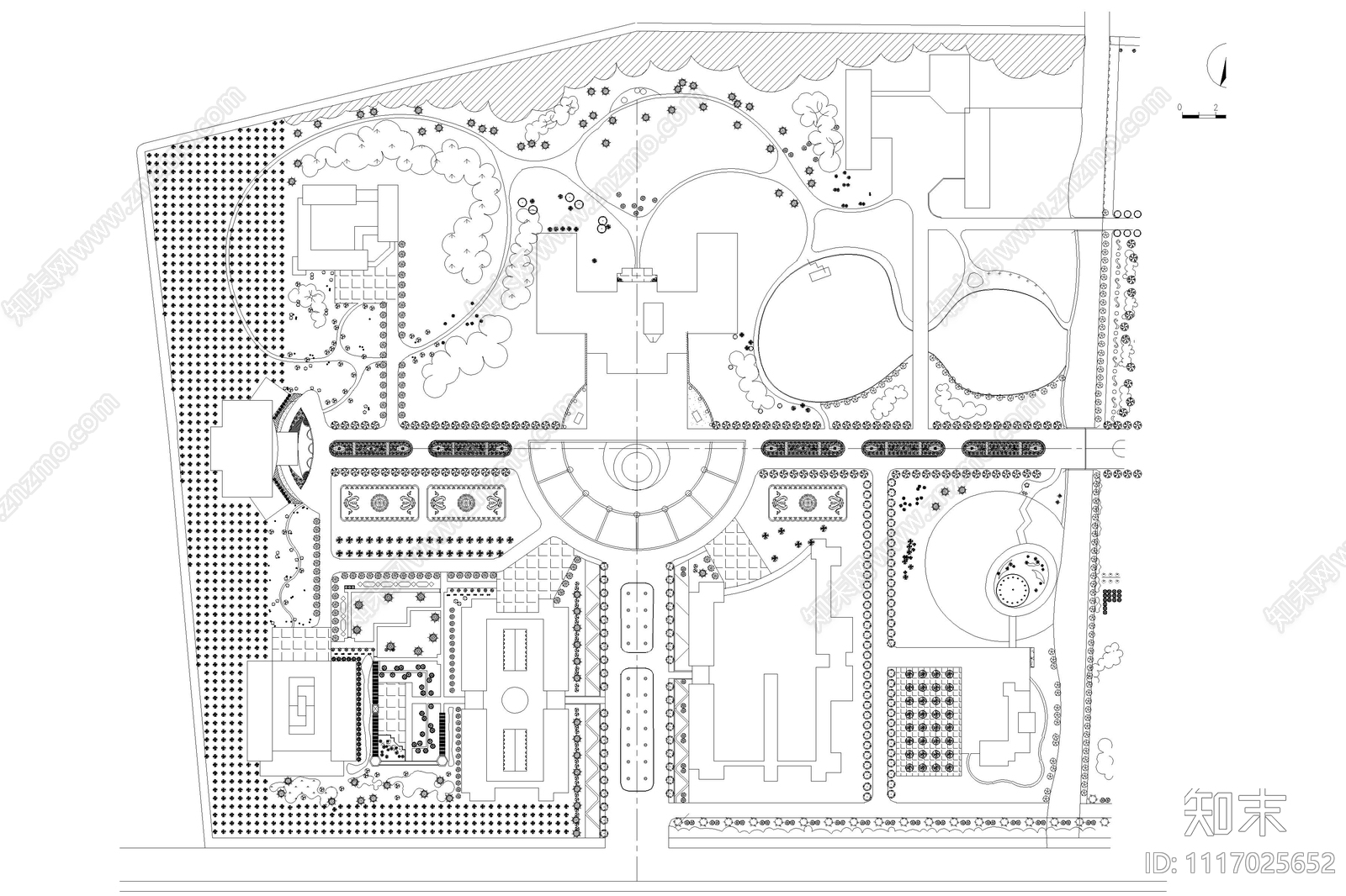 园林广场规划总平面图施工图施工图下载【ID:1117025652】