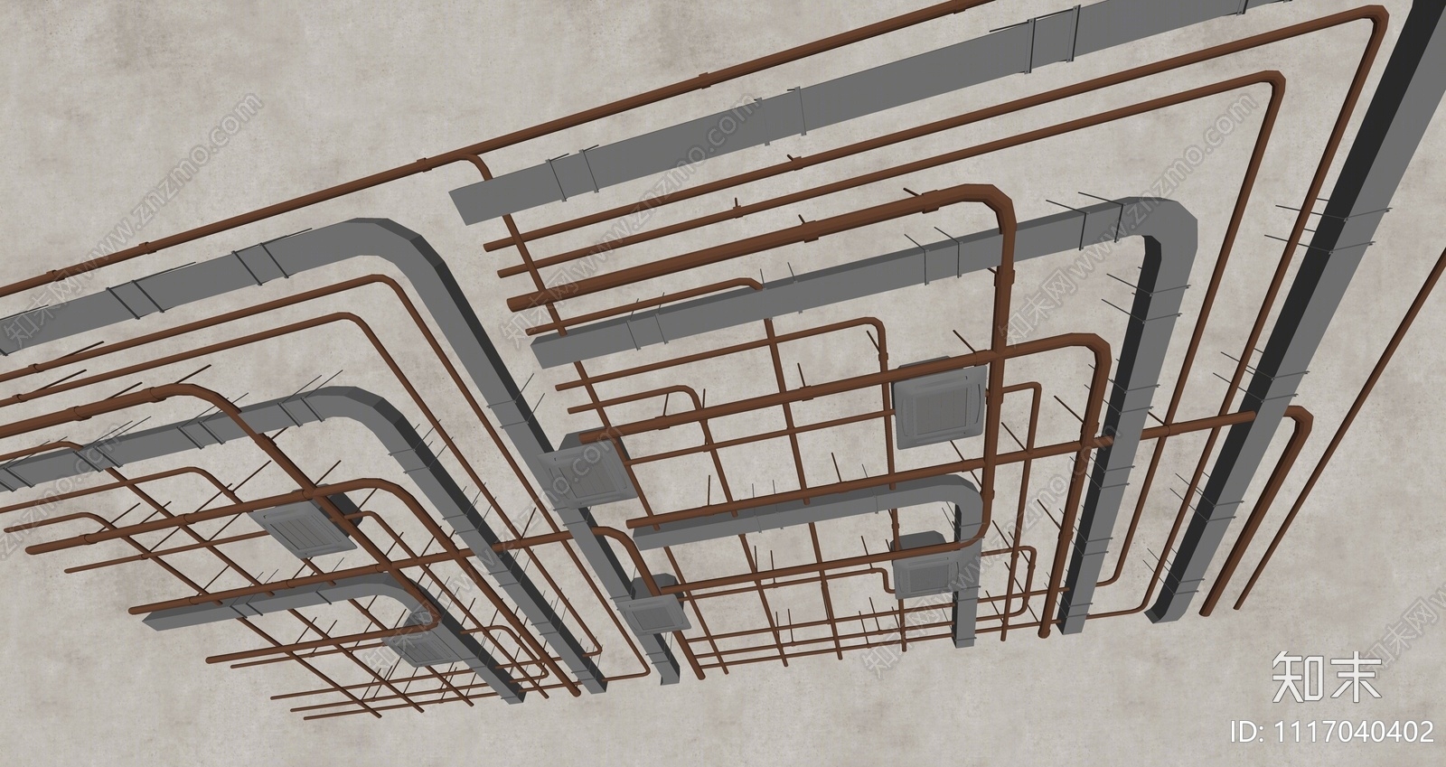 现代空调管道SU模型下载【ID:1117040402】