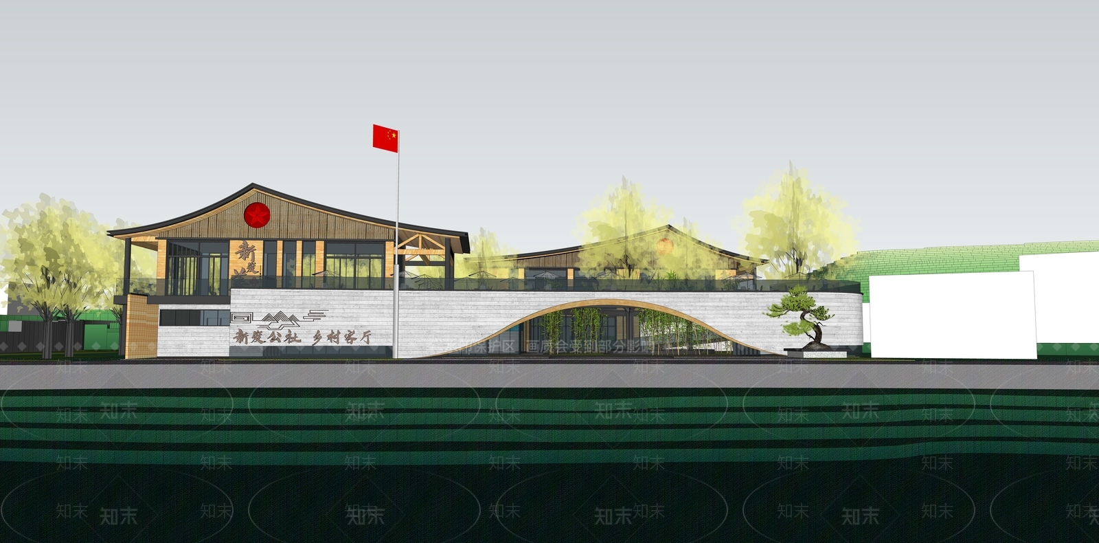 新中式其他文化场馆SU模型下载【ID:1117046525】