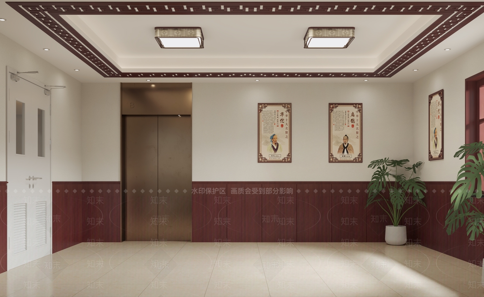 新中式中医馆过道大厅3D模型下载【ID:1117046709】_知末3d模型网