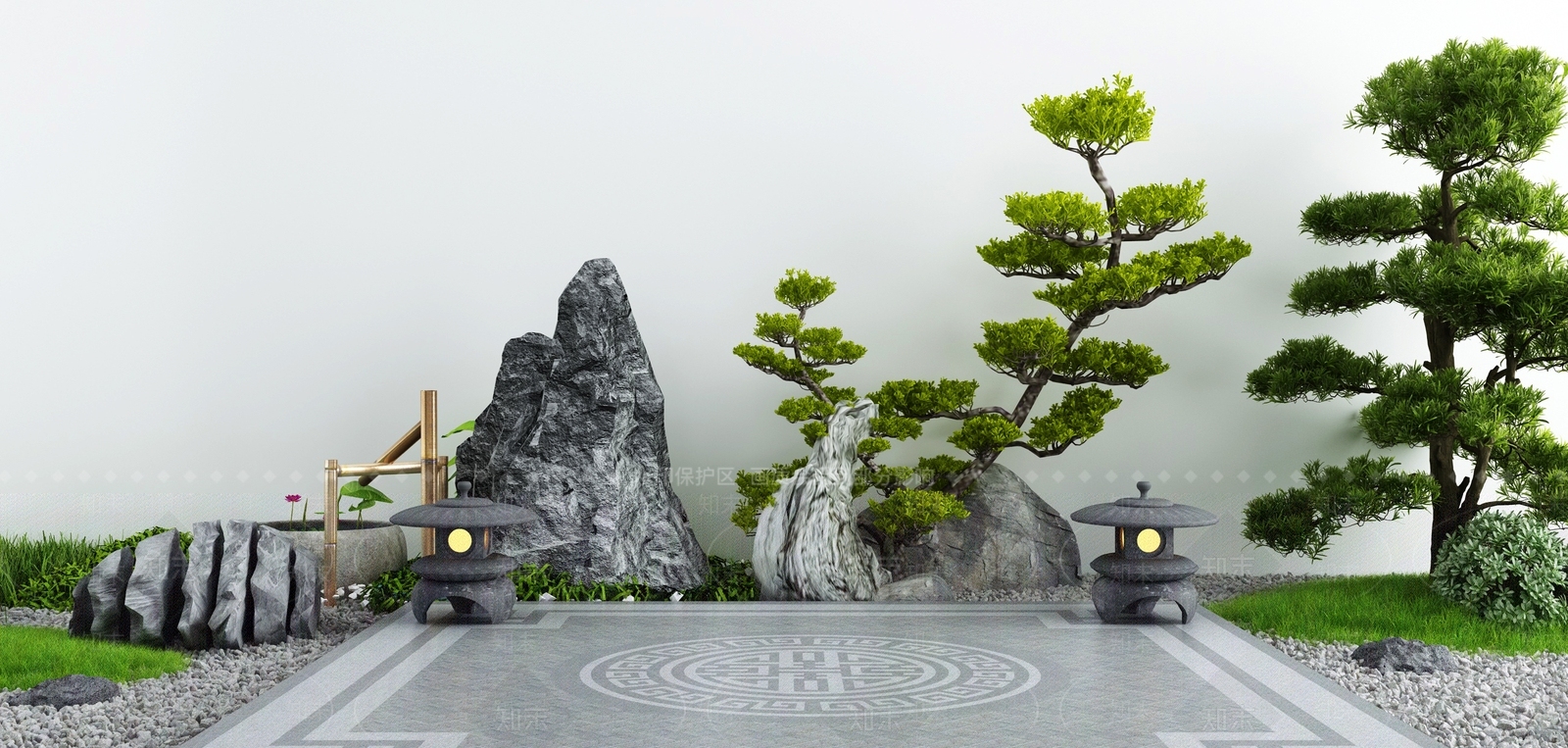 新中式假山水景3D模型下载【ID:1117047320】