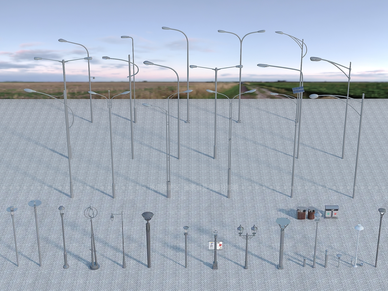 现代路灯3D模型下载【ID:1117048754】