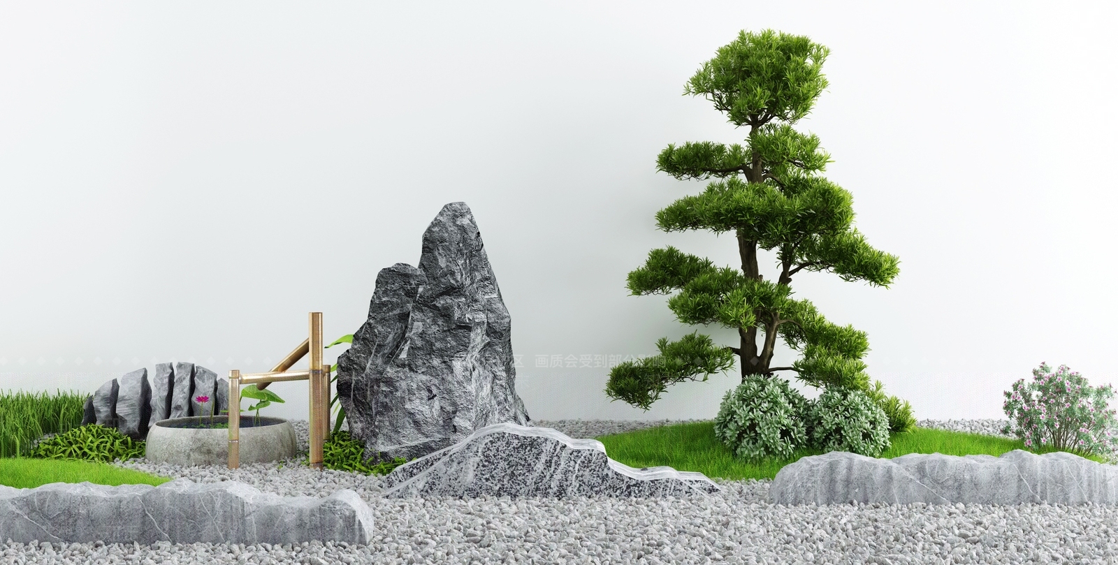 新中式庭院枯山水石3D模型下载【ID:1117051160】