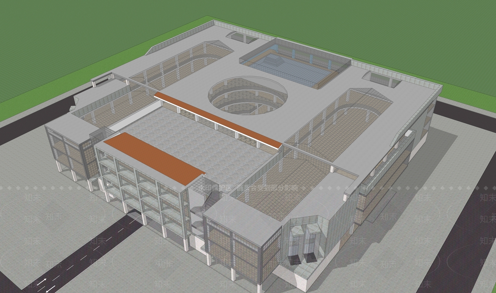 现代图书馆建筑SU模型下载【ID:1117054956】