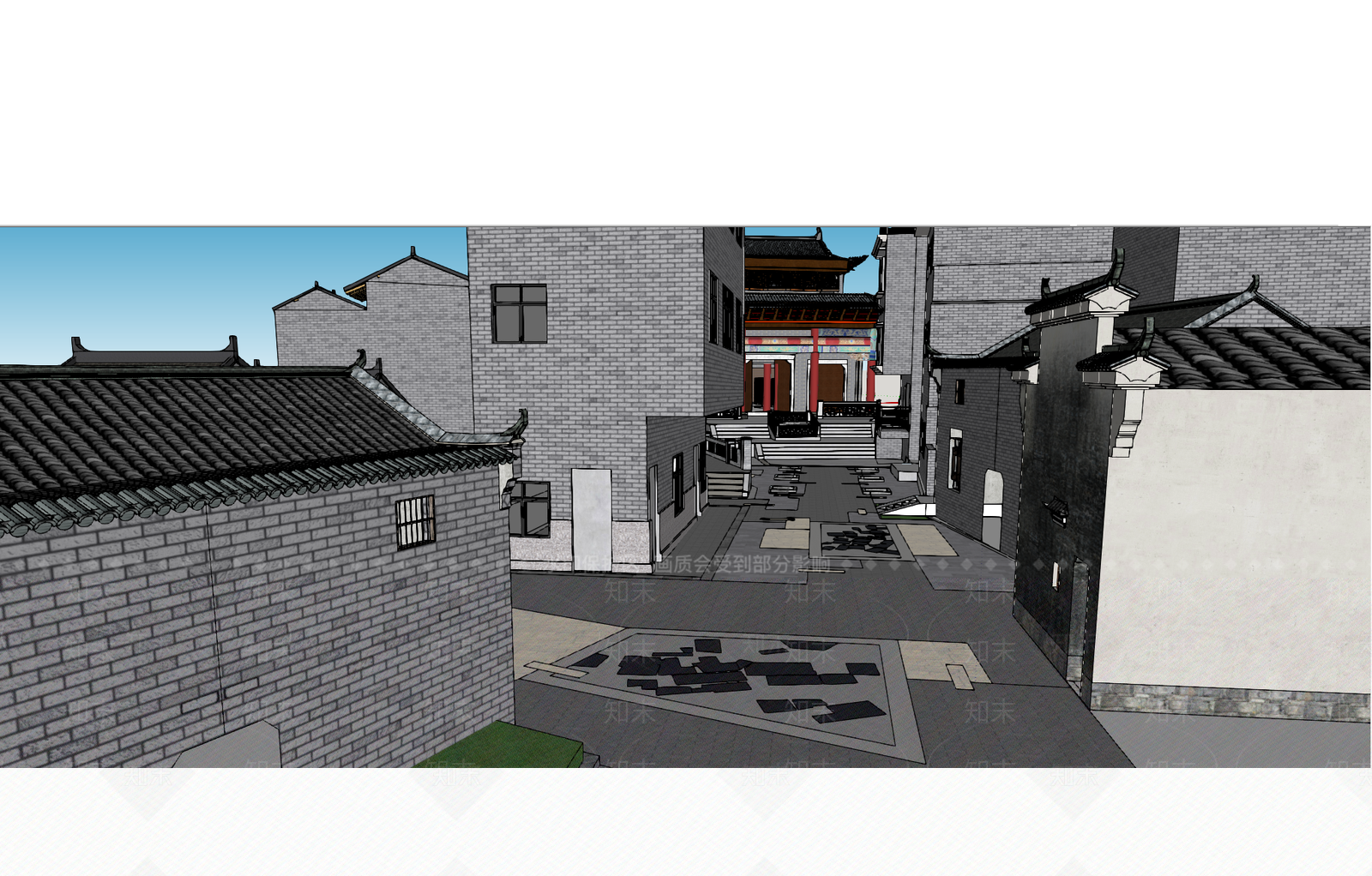 新中式古建筑SU模型下载【ID:1117055327】