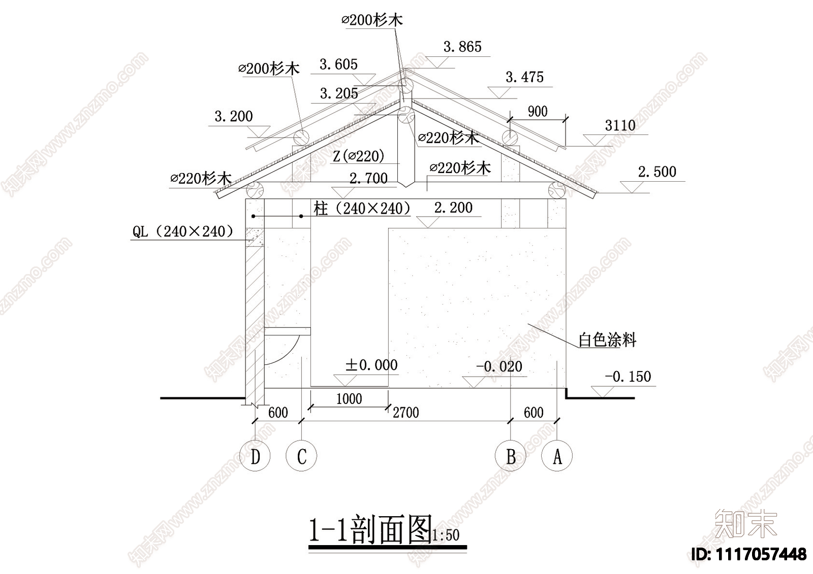 公园厕所建筑详图施工图cad施工图下载【ID:1117057448】