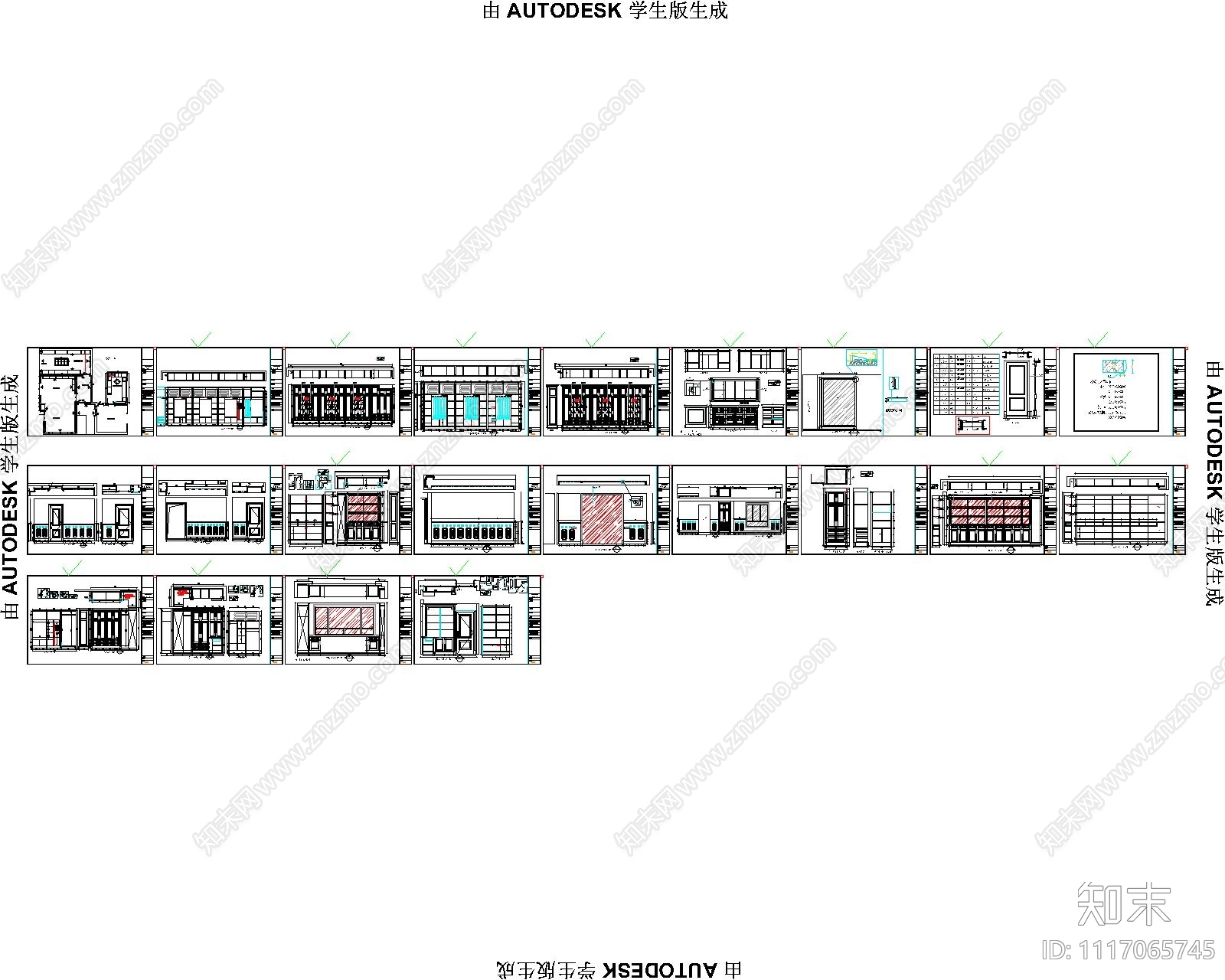 中大青山湖湛蓝居别墅室内空间施工图cad施工图下载【ID:1117065745】