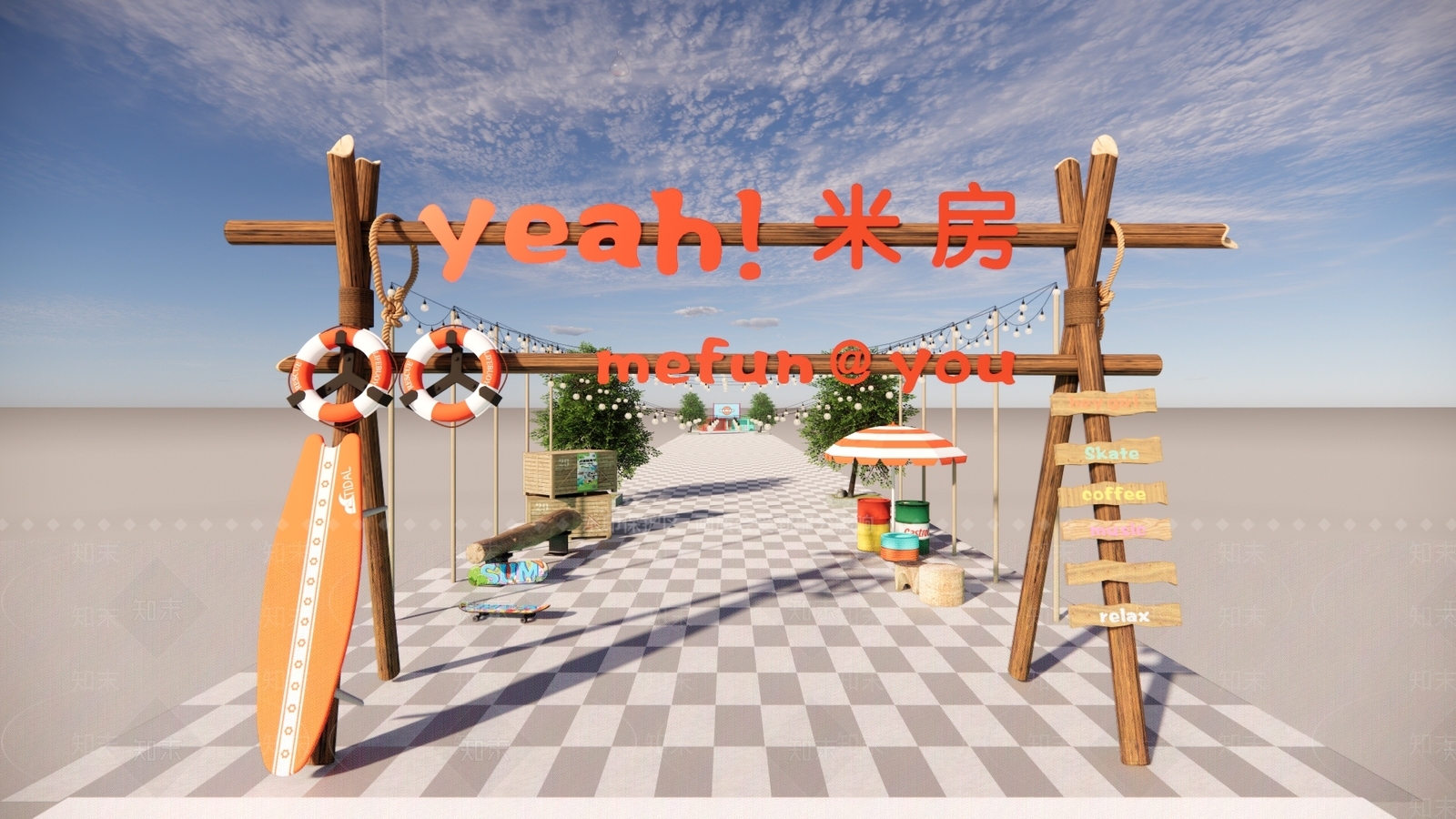 中式集市木门头SU模型下载【ID:1117074243】