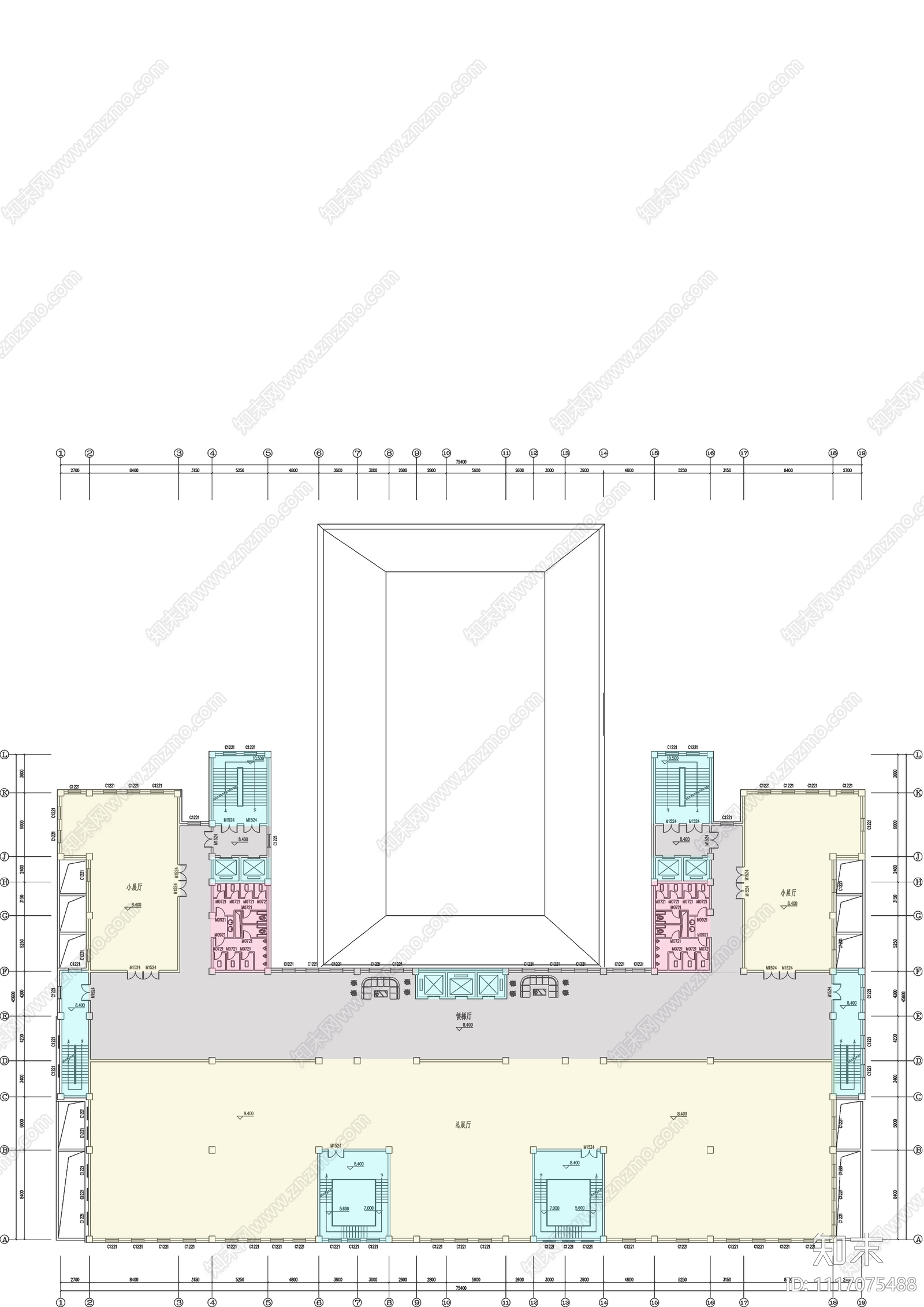 中式博物馆建筑设计施工图cad施工图下载【ID:1117075488】