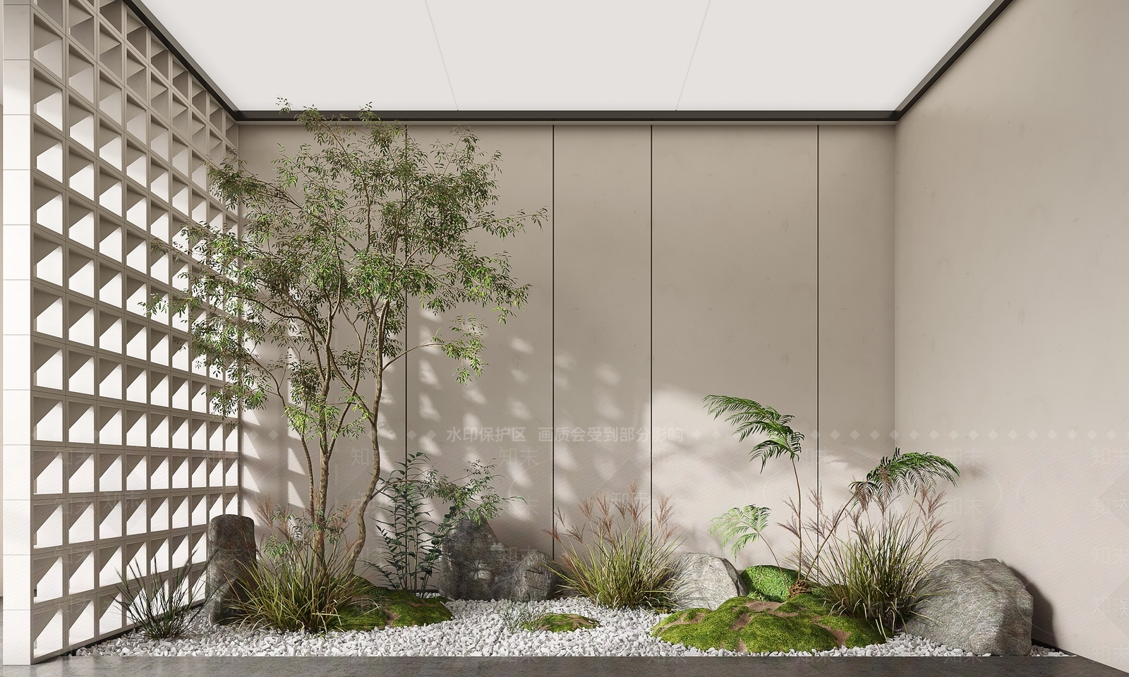 现代植物造景3D模型下载【ID:1117145694】