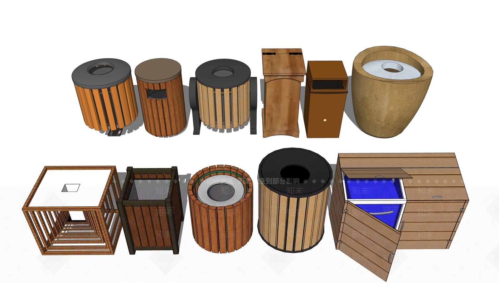 现代公共垃圾桶SU模型下载【ID:1117077295】