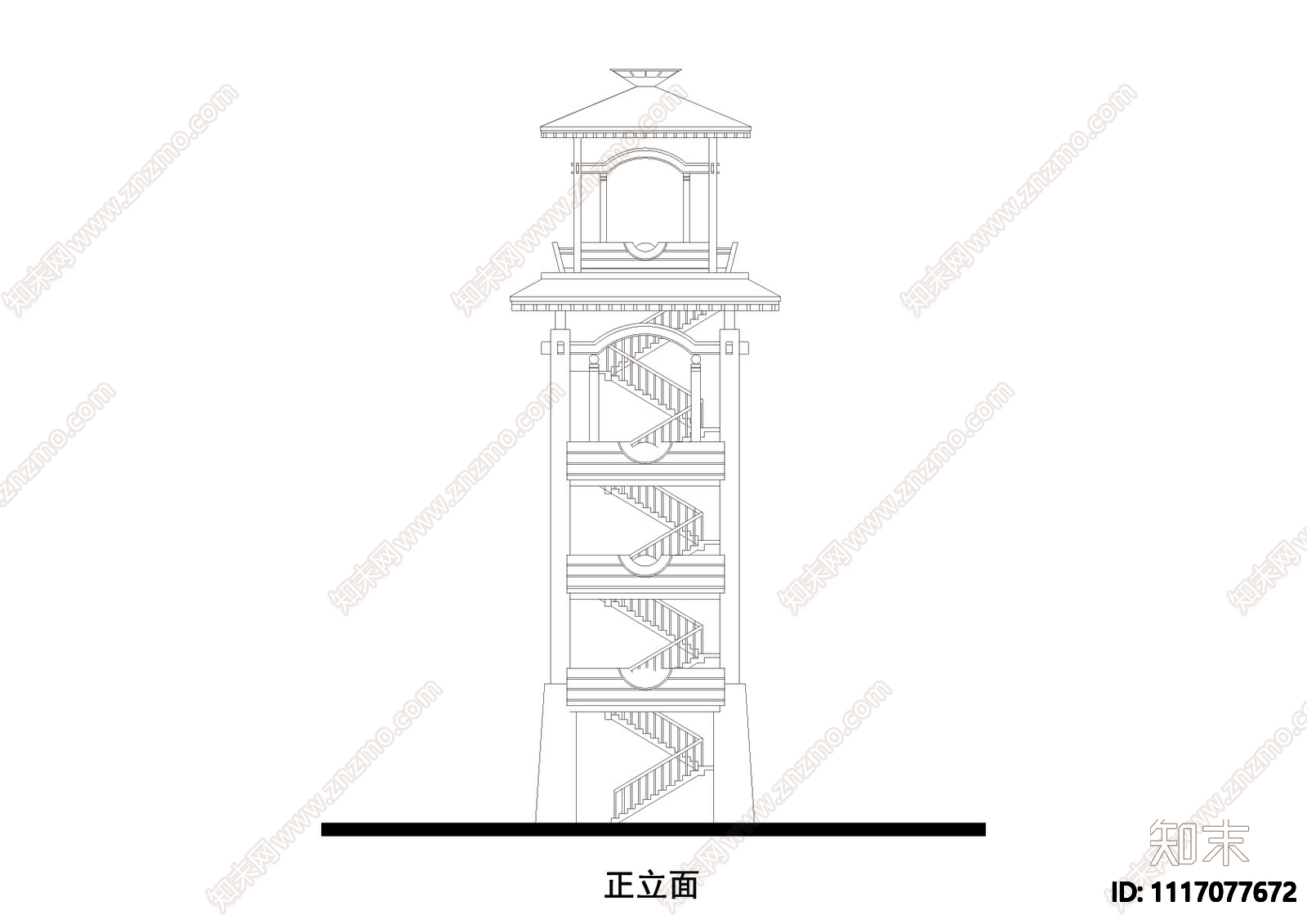 公园观景塔施工图cad施工图下载【ID:1117077672】