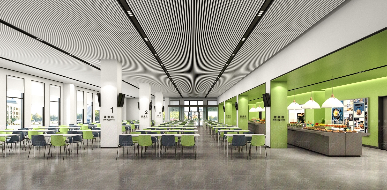 现代员工餐厅3D模型下载【ID:1117078004】