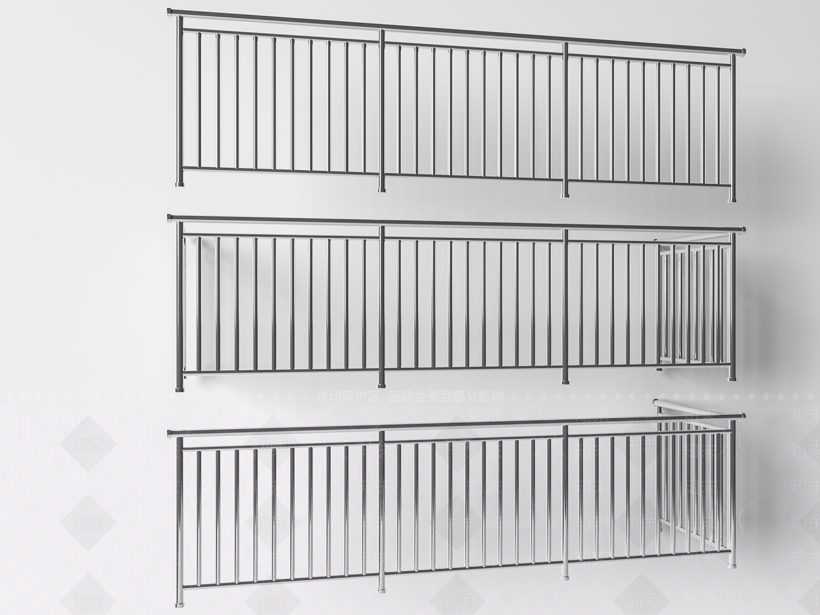 现代不锈钢栏杆SU模型下载【ID:1117085899】