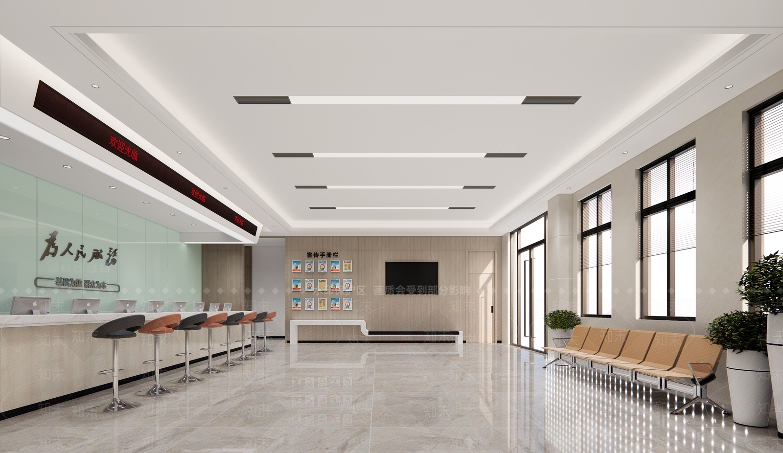 现代行政服务大厅SU模型下载【ID:1117087729】