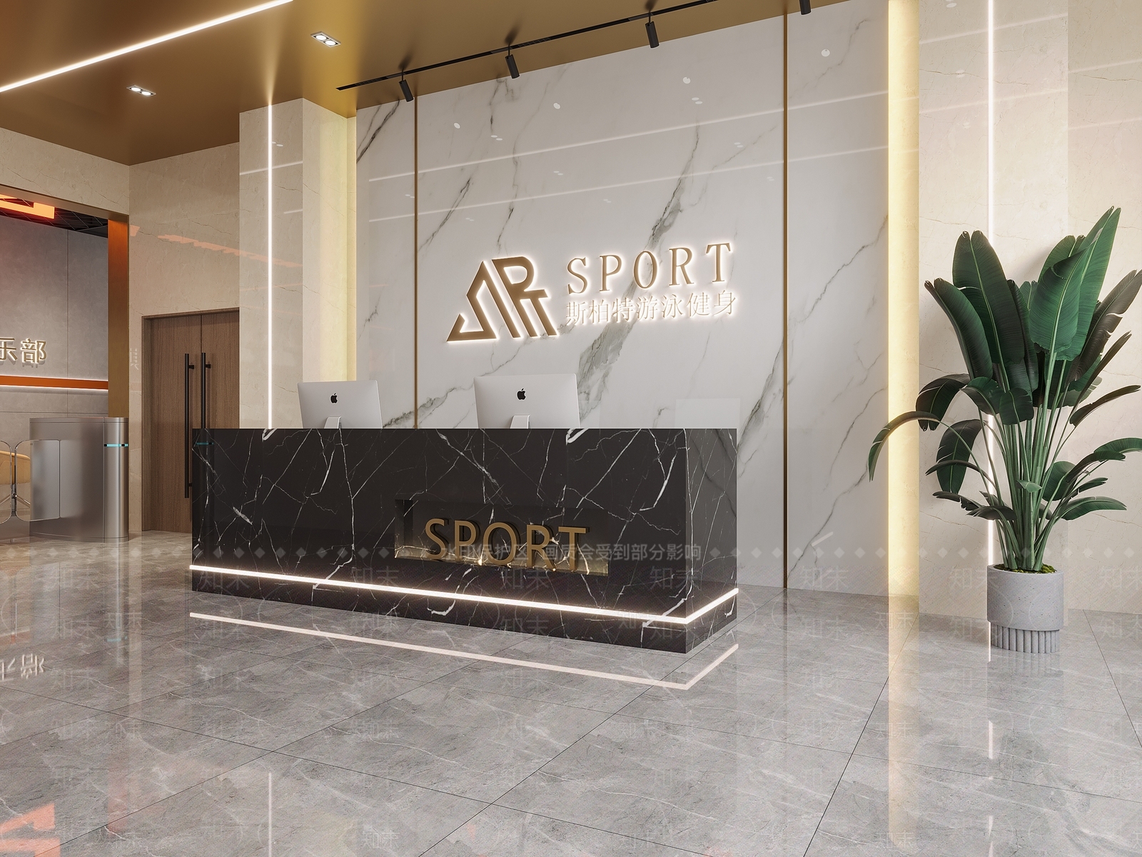 现代健身房前台3D模型下载【ID:1117090639】