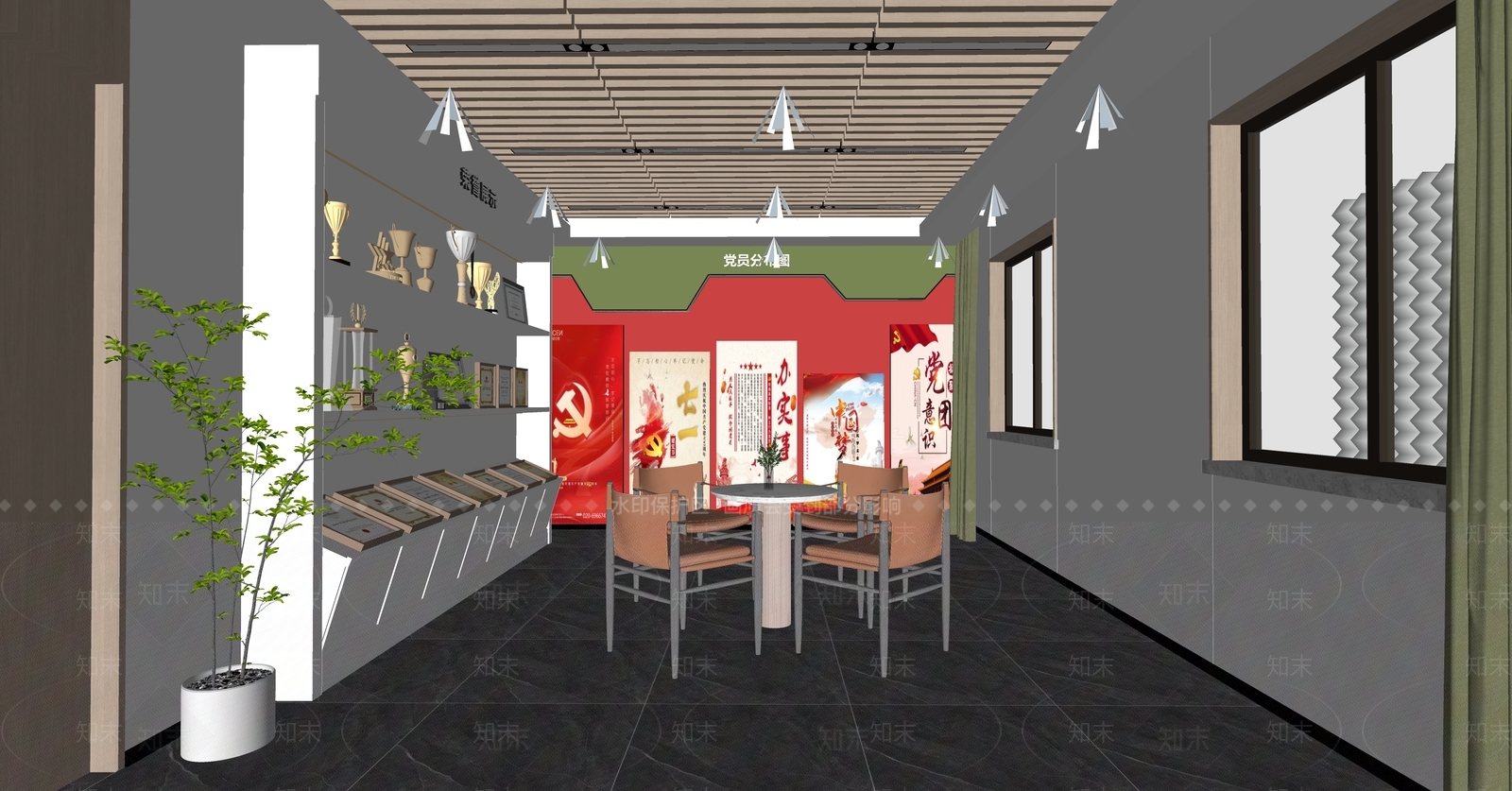 现代党建休息区SU模型下载【ID:1117092453】