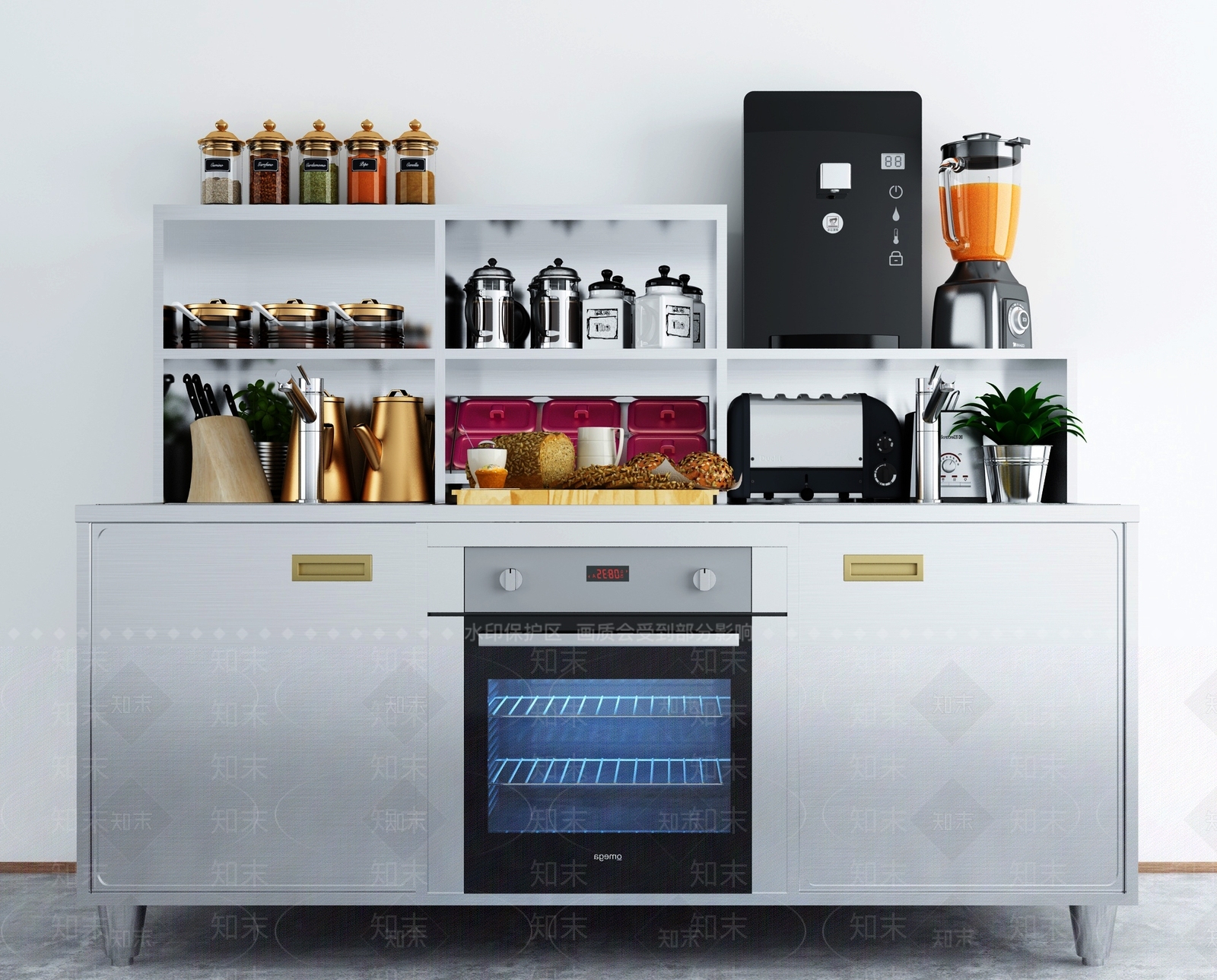 现代奶茶店操作台3D模型下载【ID:1117093323】