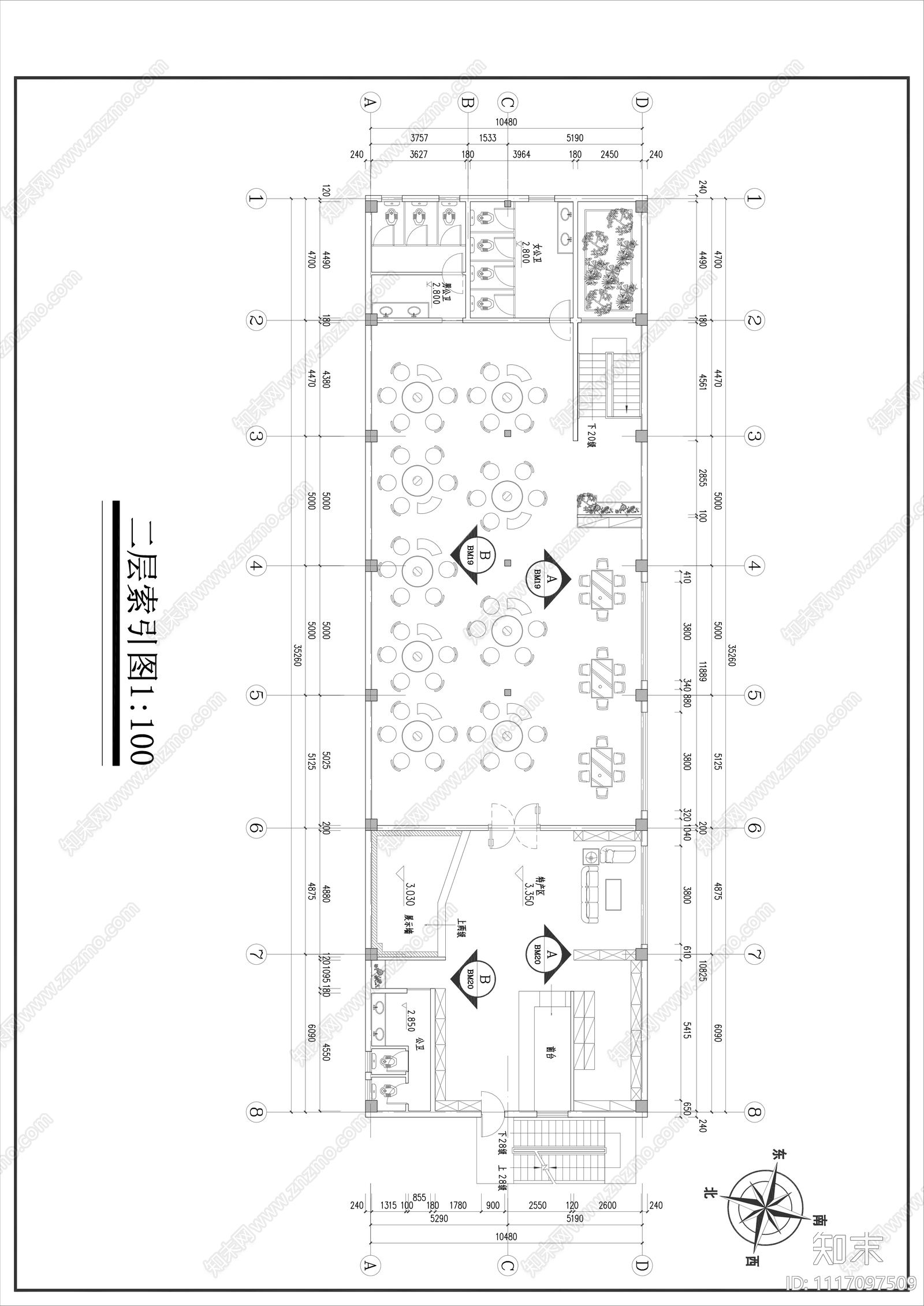 农家乐餐饮空间平面图施工图cad施工图下载【ID:1117097509】