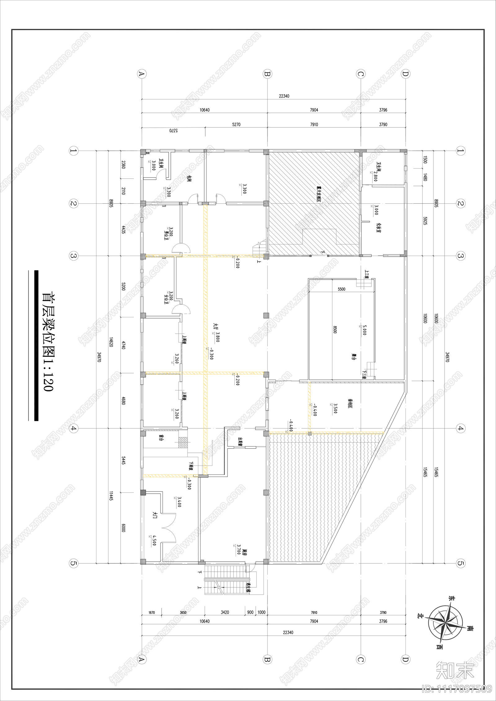 农家乐餐饮空间平面图施工图cad施工图下载【ID:1117097509】