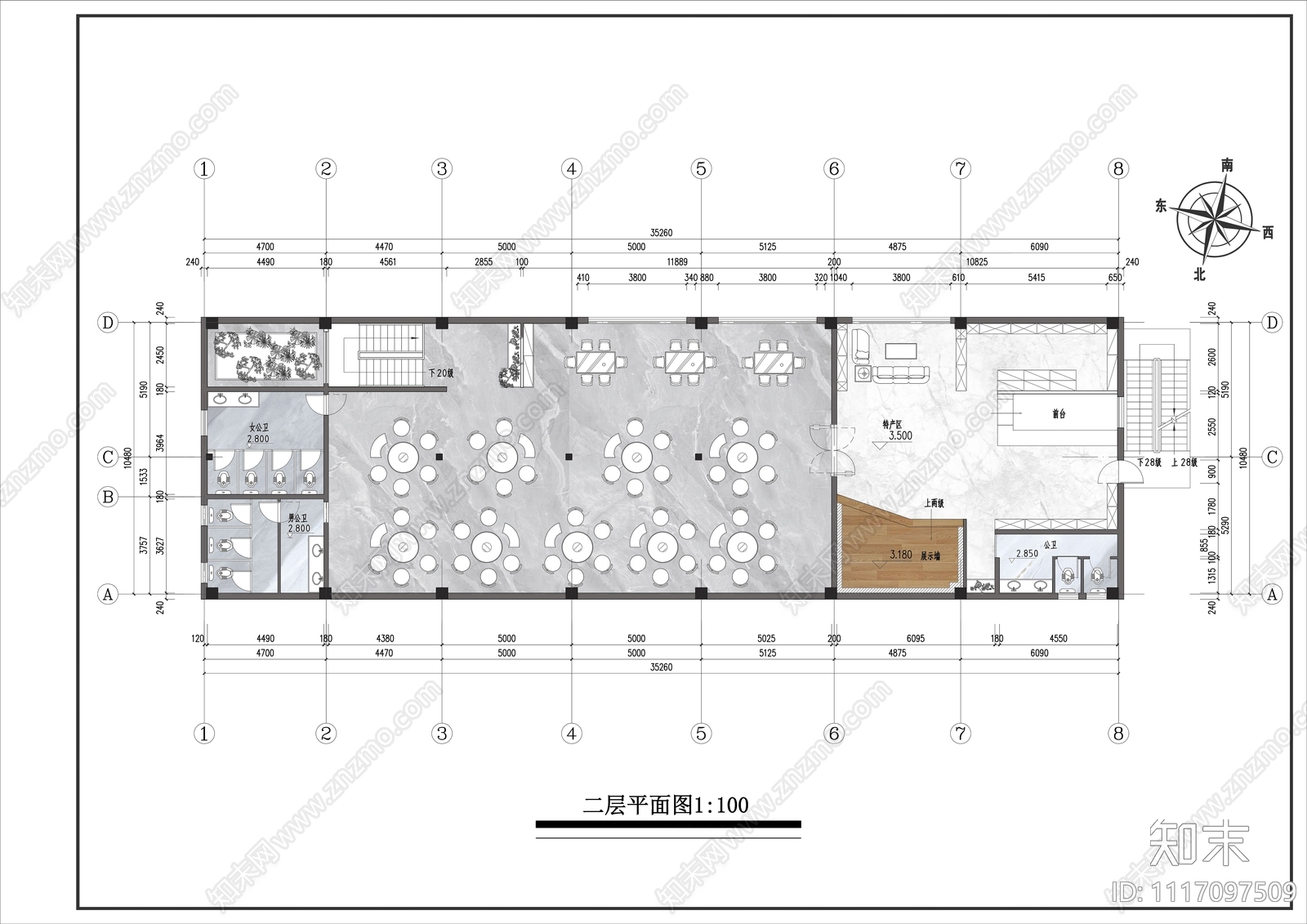 农家乐餐饮空间平面图施工图cad施工图下载【ID:1117097509】