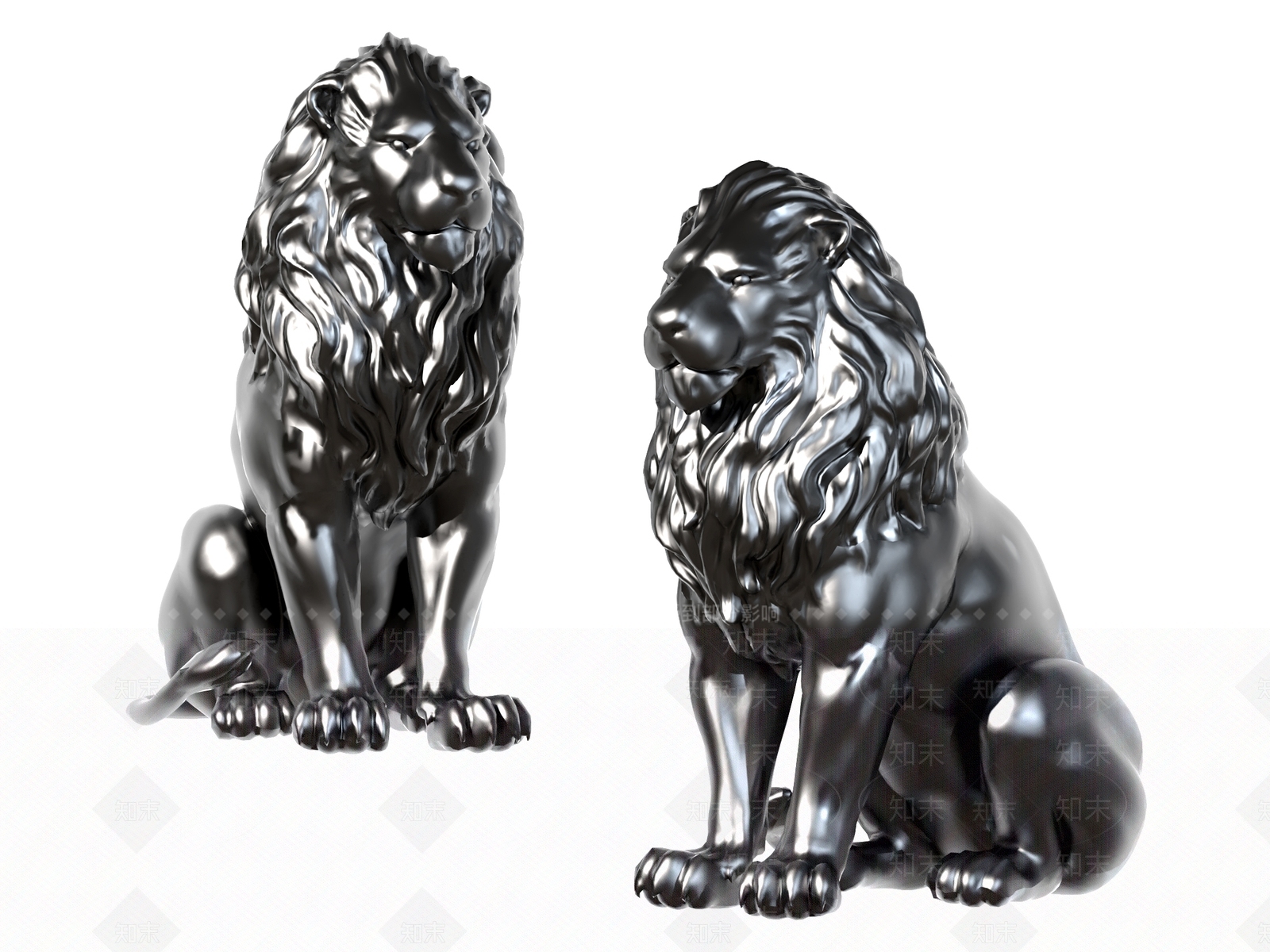 现代狮子雕塑3D模型下载【ID:1117102099】