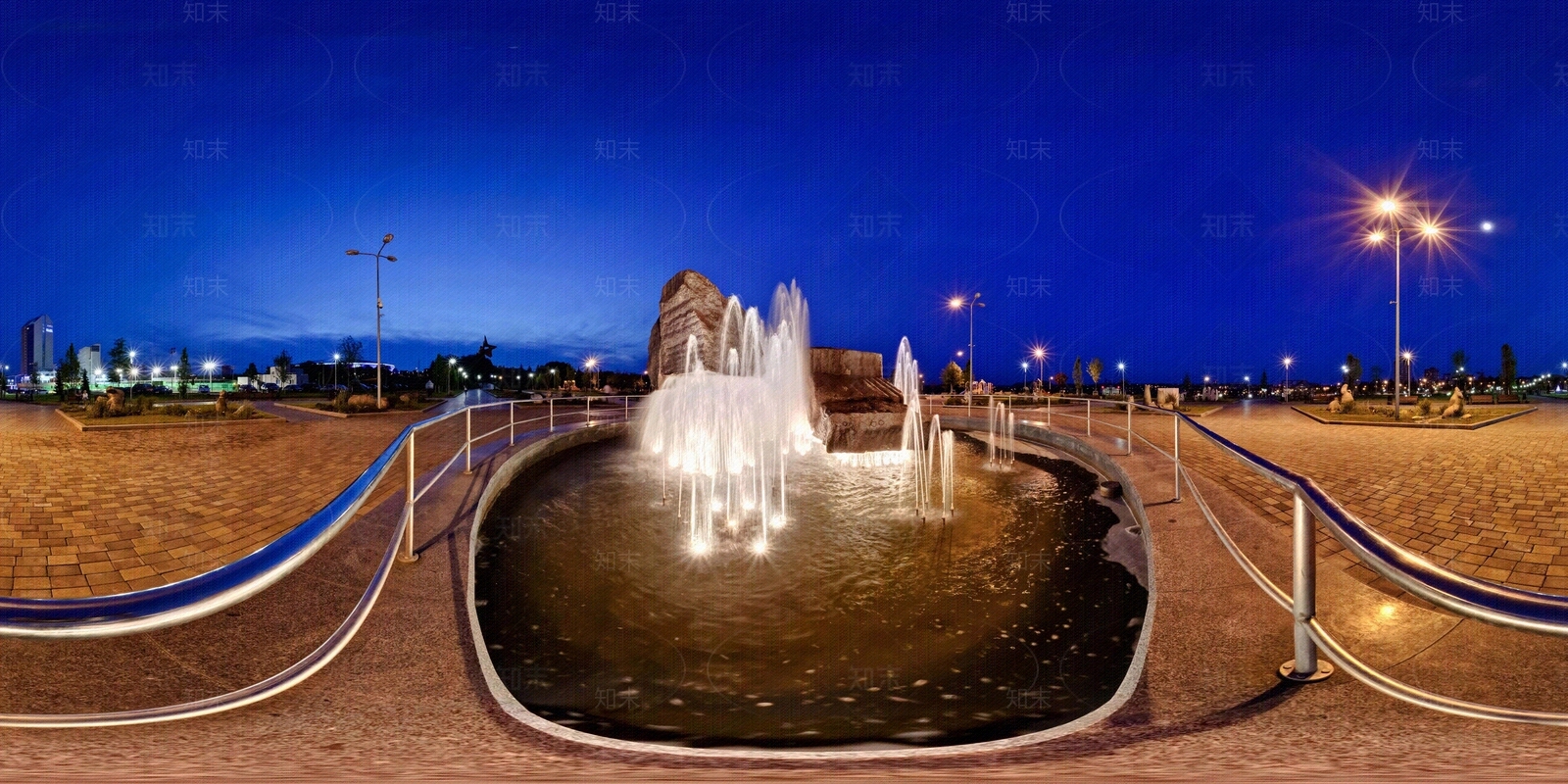 喷泉广场夜景HDR贴图下载【ID:1117120436】
