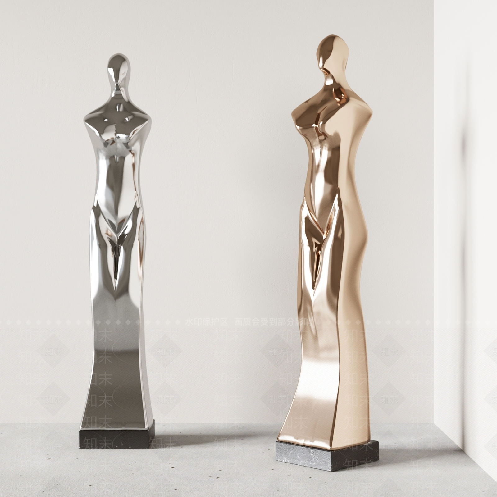 现代人物金属雕塑3D模型下载【ID:1117124231】