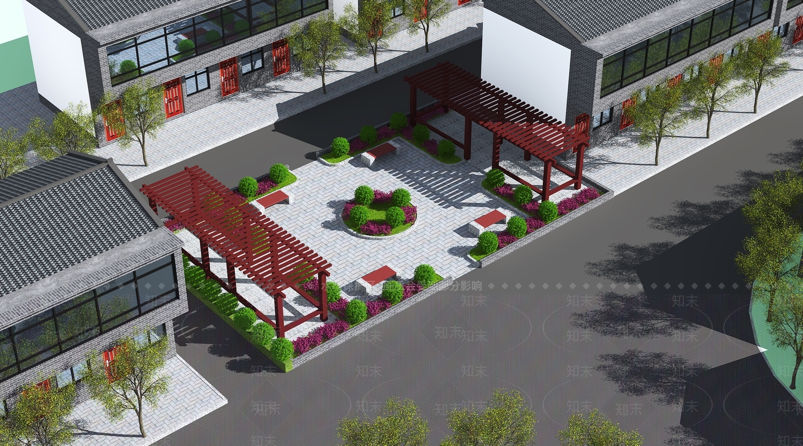 新中式文化中心广场3D模型下载【ID:1117127461】