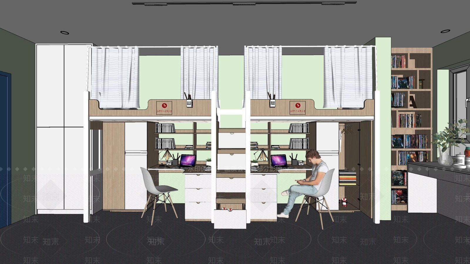 现代大学寝室SU模型下载【ID:1117212385】