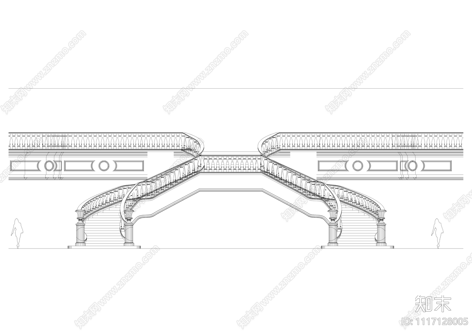 大堂异型楼梯平立面图施工图施工图下载【ID:1117128005】