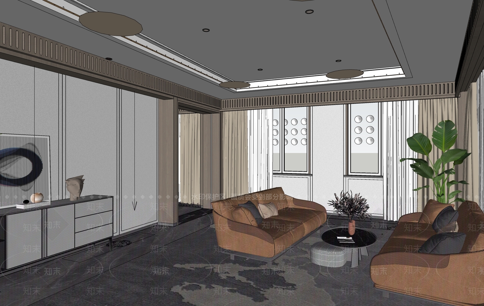 现代休息区SU模型下载【ID:1117135003】