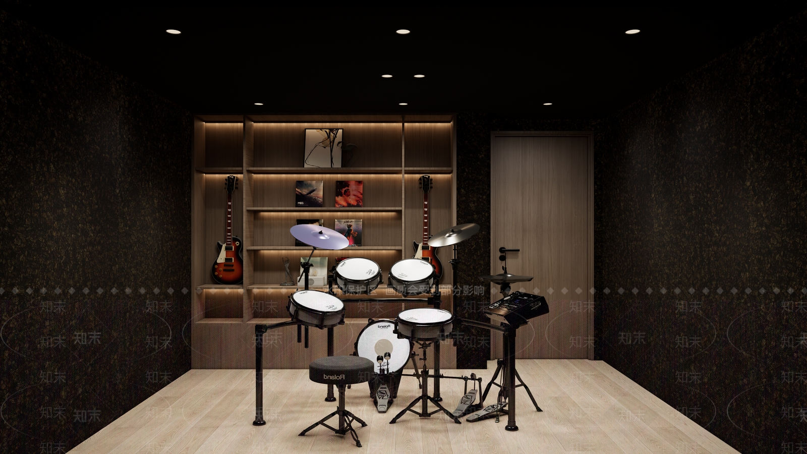 现代架子鼓房SU模型下载【ID:1117139028】