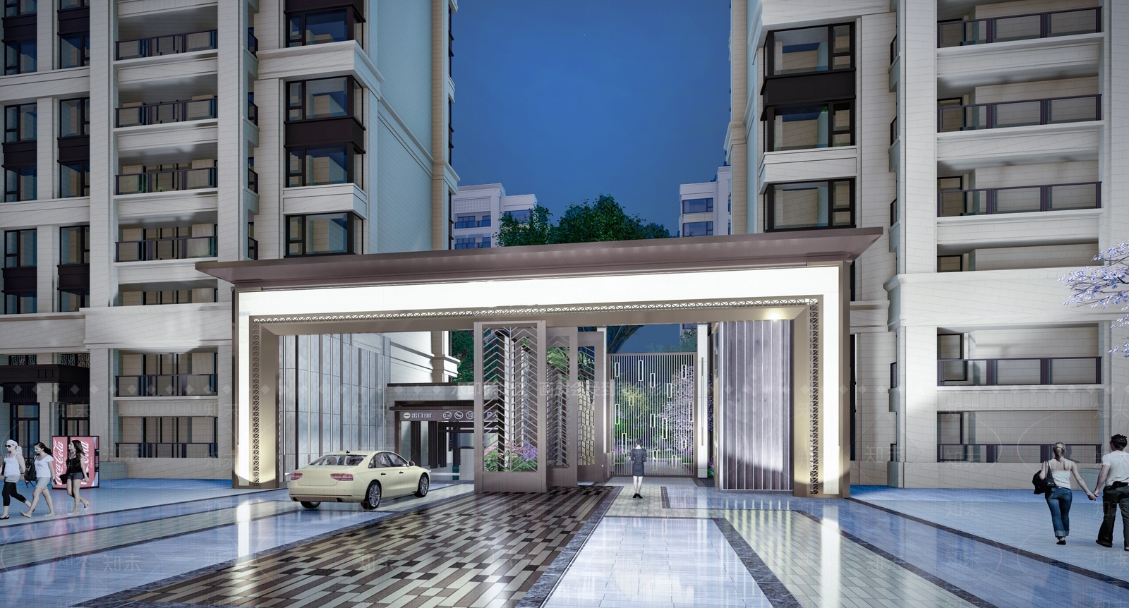 新古典风格小区入口门头SU模型下载【ID:1117140934】