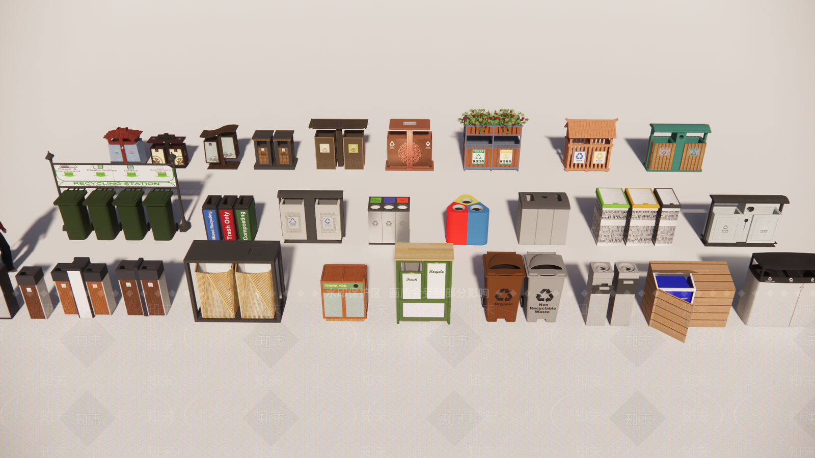 现代公共垃圾桶SU模型下载【ID:1117140915】