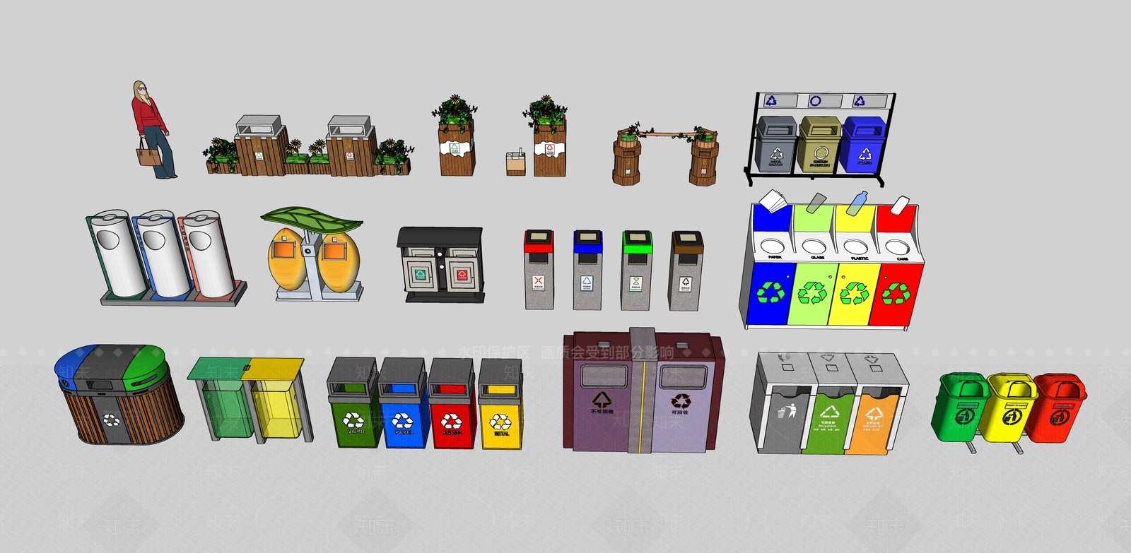 现代公共垃圾桶SU模型下载【ID:1117141808】
