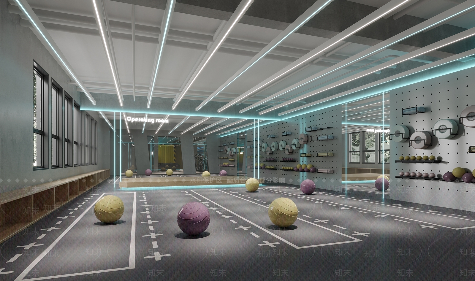 工业风瑜伽室3D模型下载【ID:1117143378】