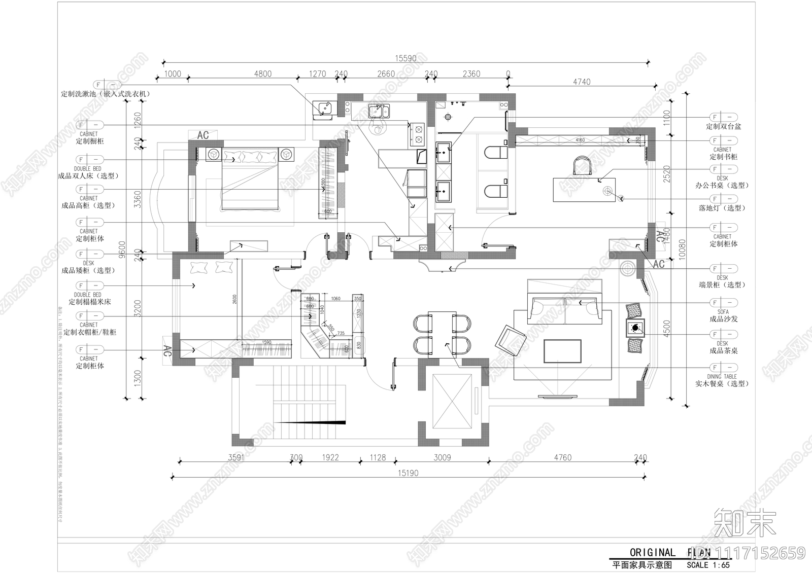 公寓住宅装修设计施工图施工图下载【ID:1117152659】_知末案例馆
