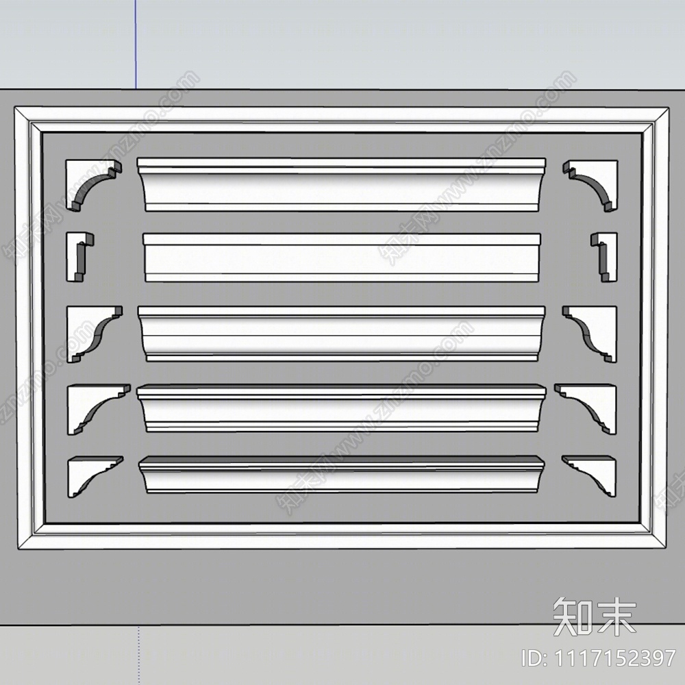 欧式檐口线SU模型下载【ID:1117152397】