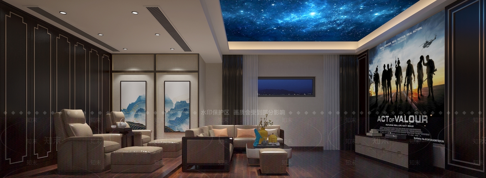 新中式影音室3D模型下载【ID:1117158816】