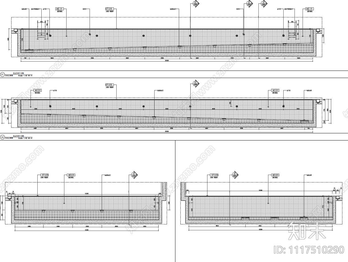 售楼处及地下会所带泳池CAD施工图cad施工图下载【ID:1117510290】