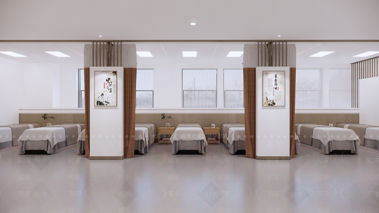 新中式诊疗康复区病床SU模型下载【ID:1117246892】