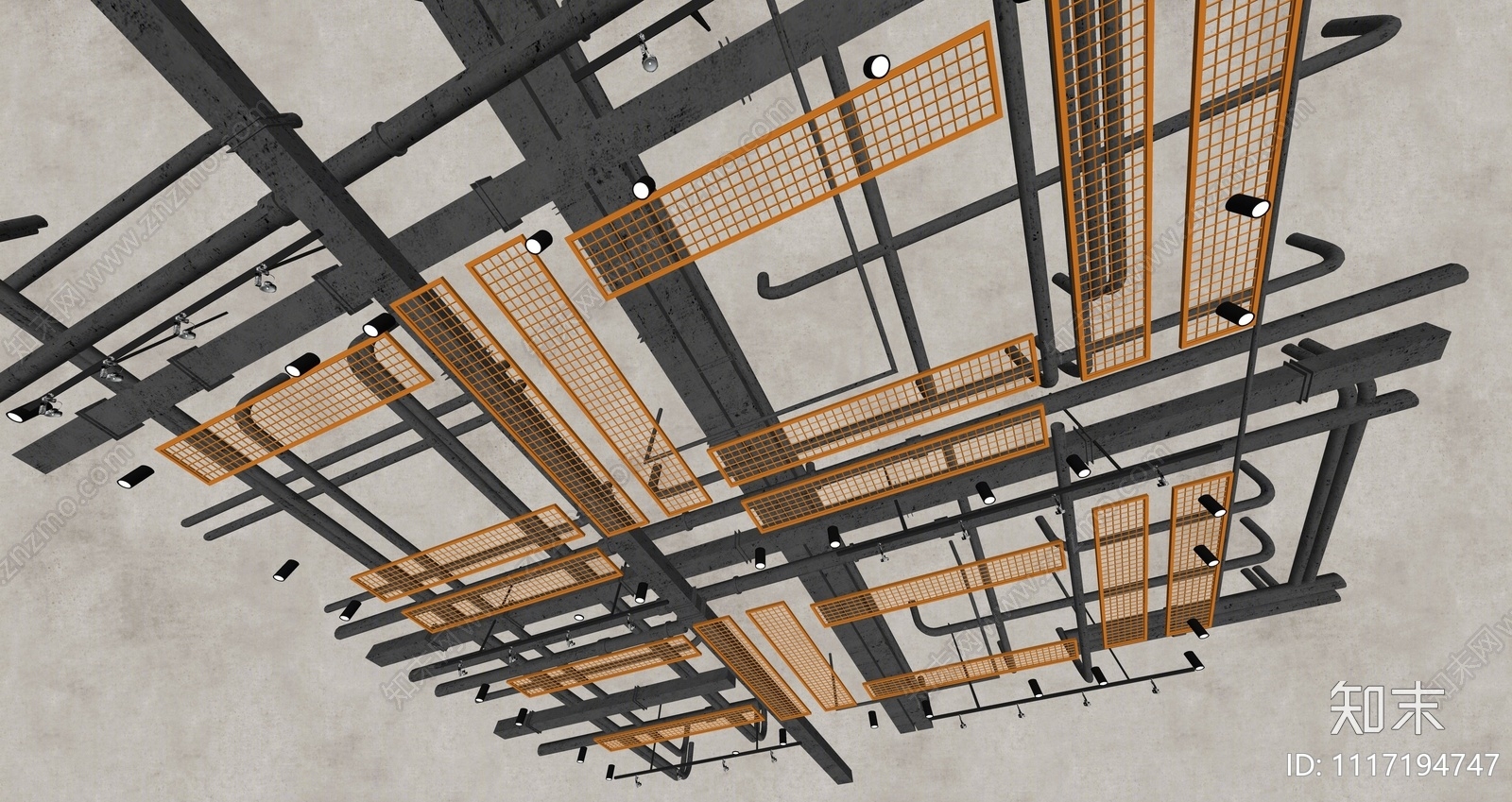 现代通风管道吊顶SU模型下载【ID:1117194747】