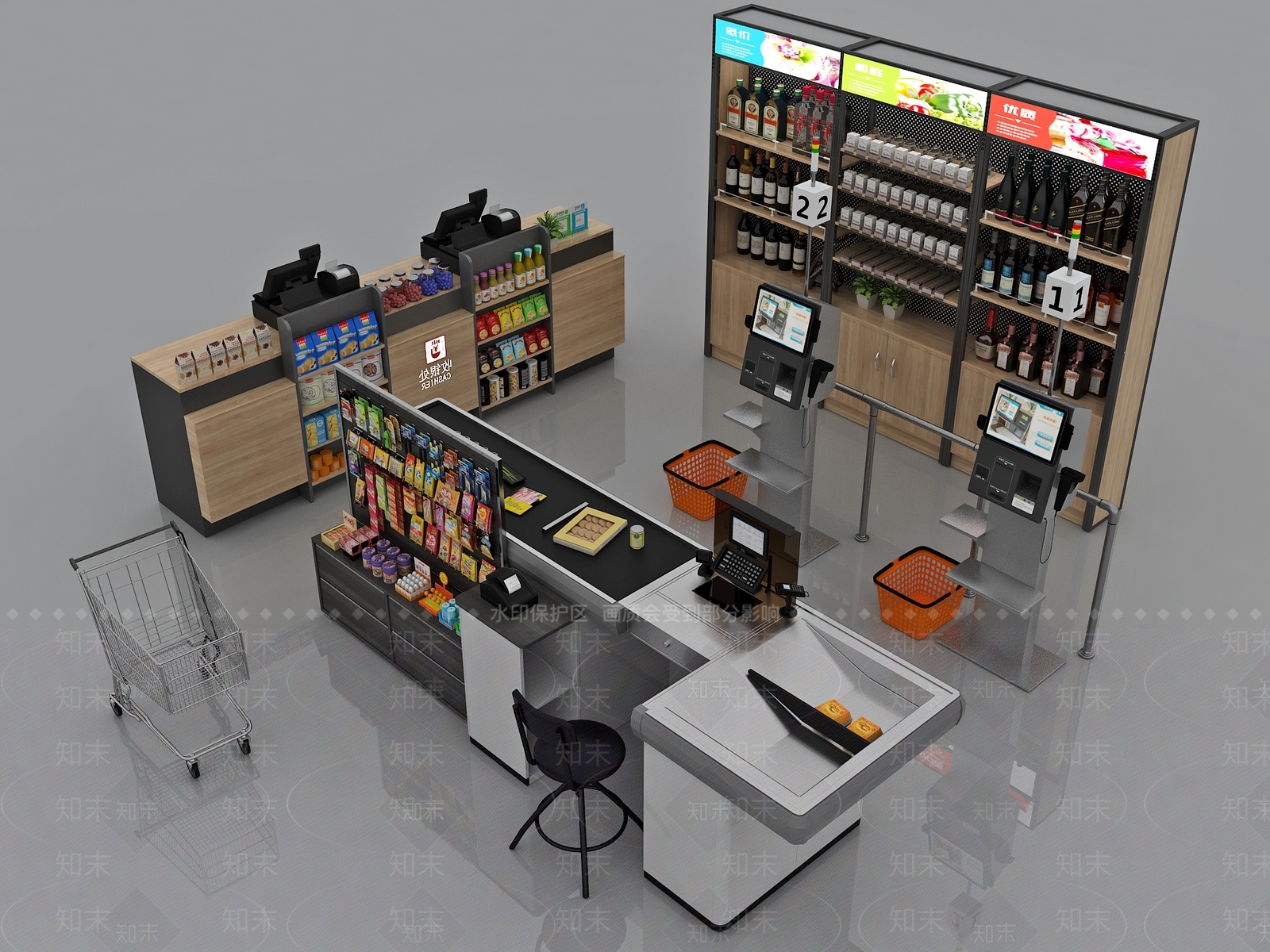 现代超市收银台3D模型下载【ID:1117197904】