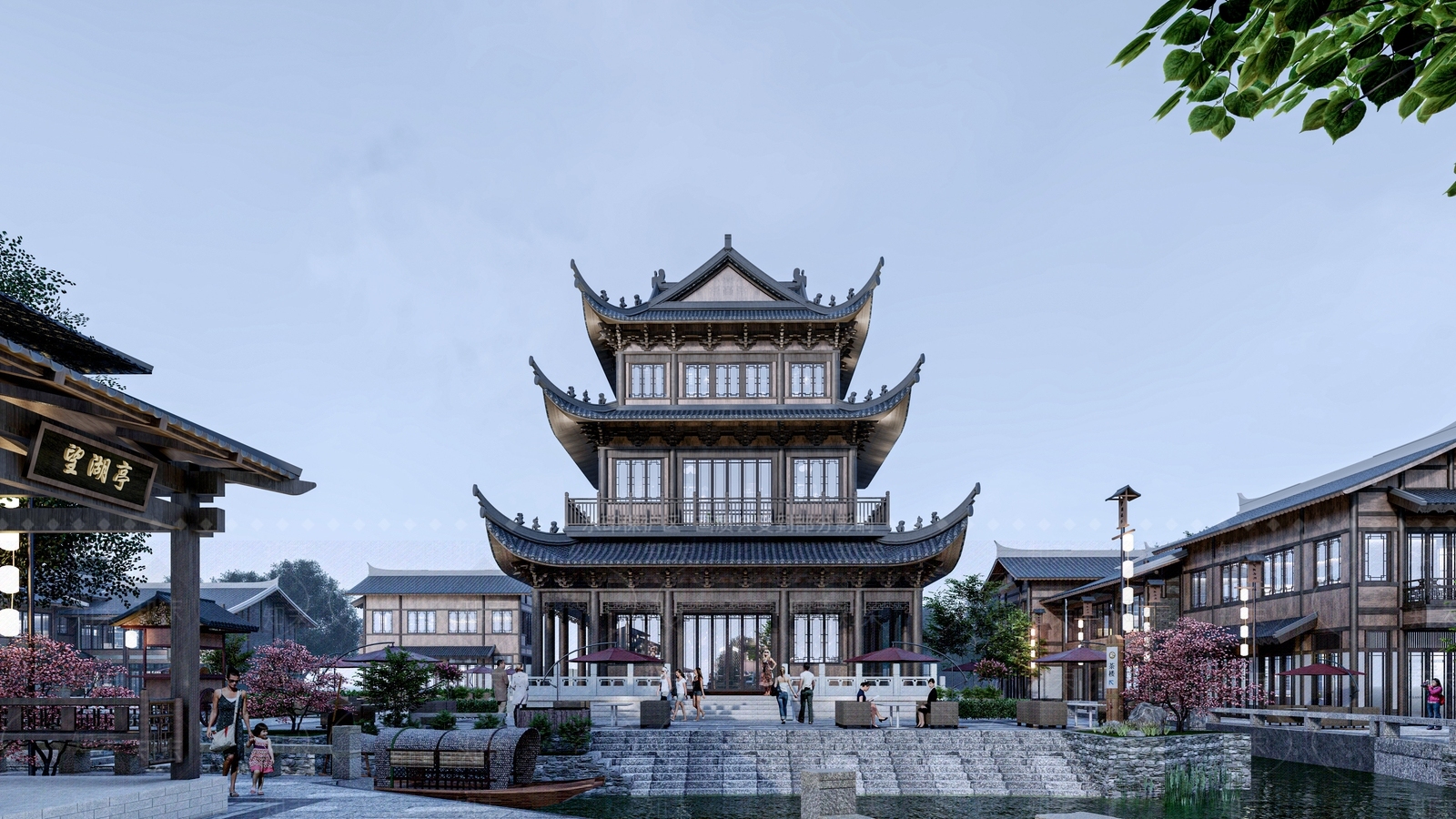 中式古建商业街SU模型下载【ID:1117202342】