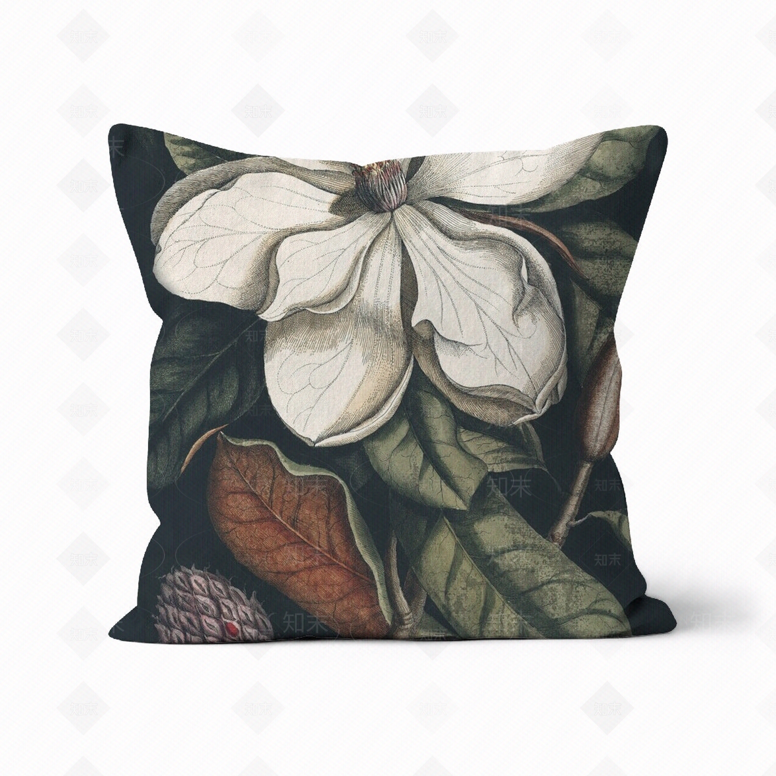 现代深色植物印花抱枕贴图下载【ID:1117203144】